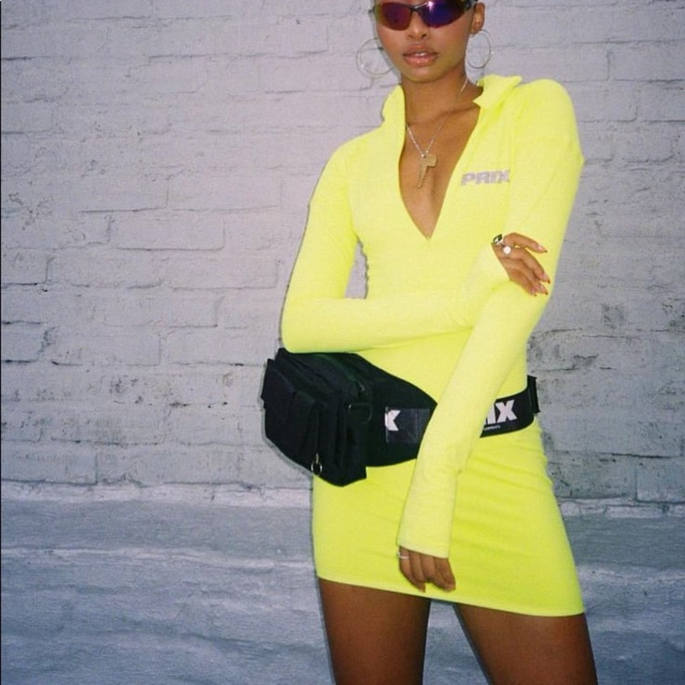 PRIX NEON YELLOW MINI DRESS